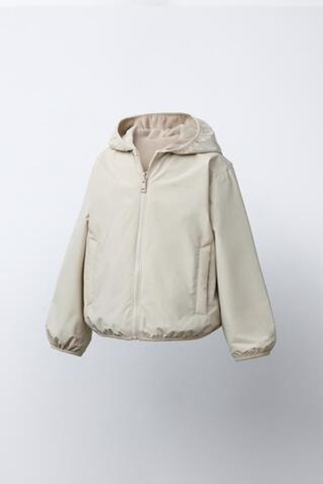 ZARA НЕЙЛОНОВАЯ КУРТКА ИЗ ПОЛАРФЛИСА, ЭКРЮ