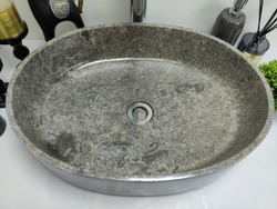Раковина из мрамора Oval Grey Tin Lip MO-60351 52x38x14 из натурального камня