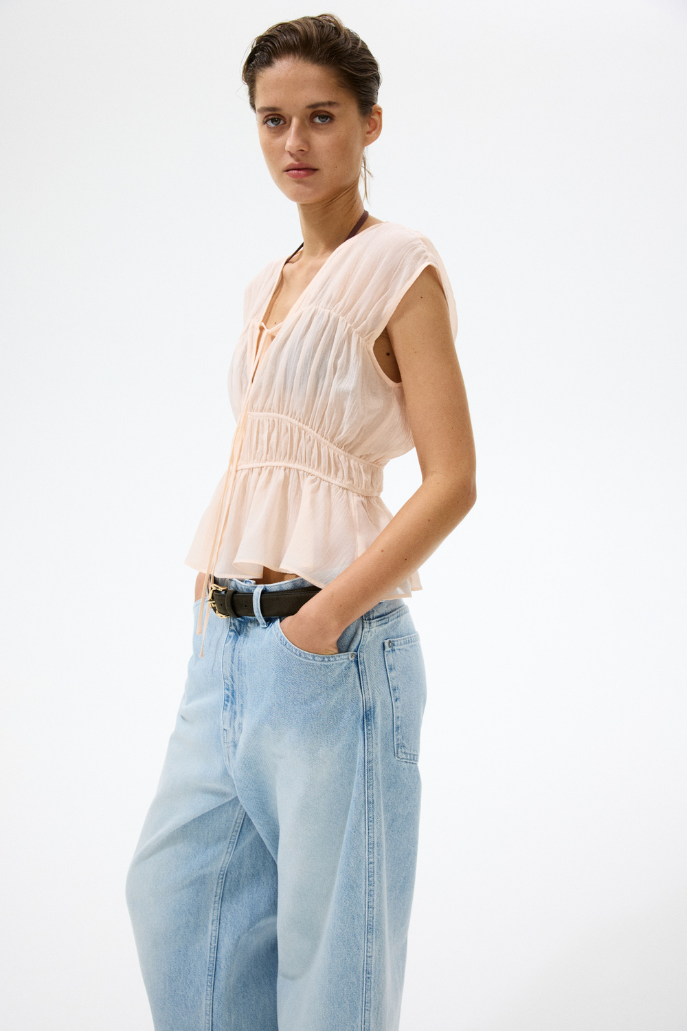 Хлопковая блузка со сборками - H&M