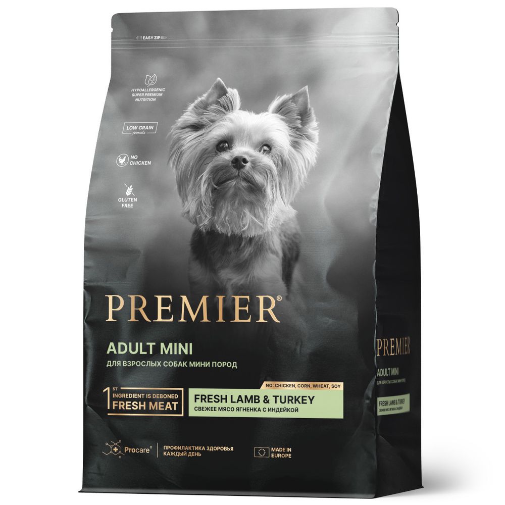 Сухой корм Premier Dog Lamb&Turkey ADULT Mini для собак мелких пород свежее мясо ягненка с индейкой 3 кг Сухой корм Premier Dog Lamb&Turkey ADULT Mini для собак мелких пород свежее мясо ягненка с индейкой 3 кг