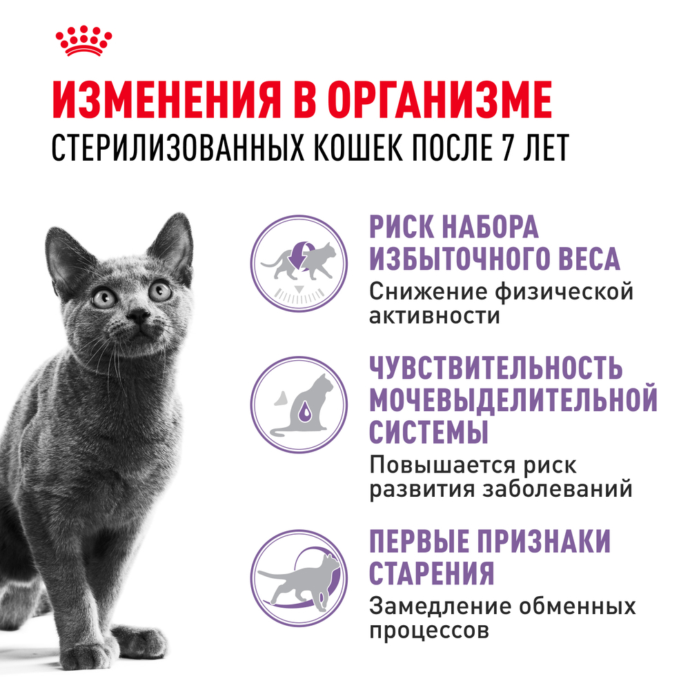Royal Canin Sterilised 7+ Корм сухой полнорационный сбалансированный для стерилизованных кошек в возрасте от 7 до 12 лет - 0,4 кг
