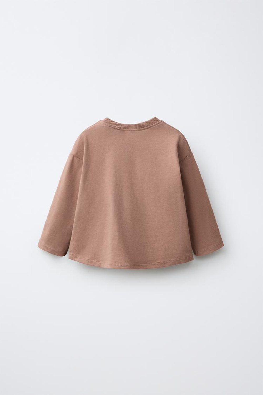 ZARA ОДНОТОННАЯ ФУТБОЛКА, КОРИЧНЕВЫЙ