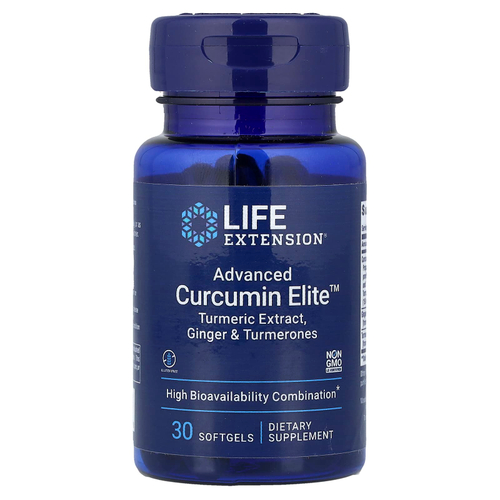 Life Extension, Advanced Curcumin Elite™, экстракт куркумы, имбирь и турмероны, 30 капсул
