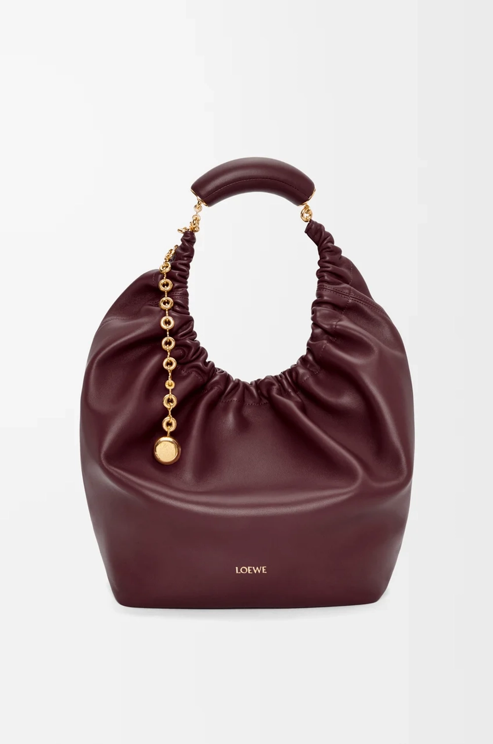 Loewe Средняя сумка-мешок Squeeze из мягкой кожи ягненка наппа, бургунди