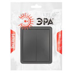 Выключатель ЭРА Эксперт 11-1204-05 двойной IP20 10АХ-250В ОУ антрацит | Эра Эксперт