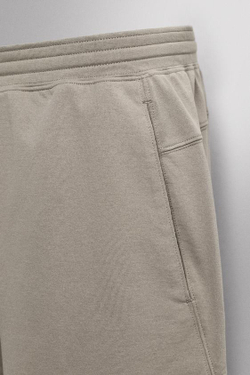 ZARA СПОРТИВНЫЕ ШОРТЫ ИЗ СМЕСОВОГО ХЛОПКА 9", КАМЕННО-СЕРЫЙ