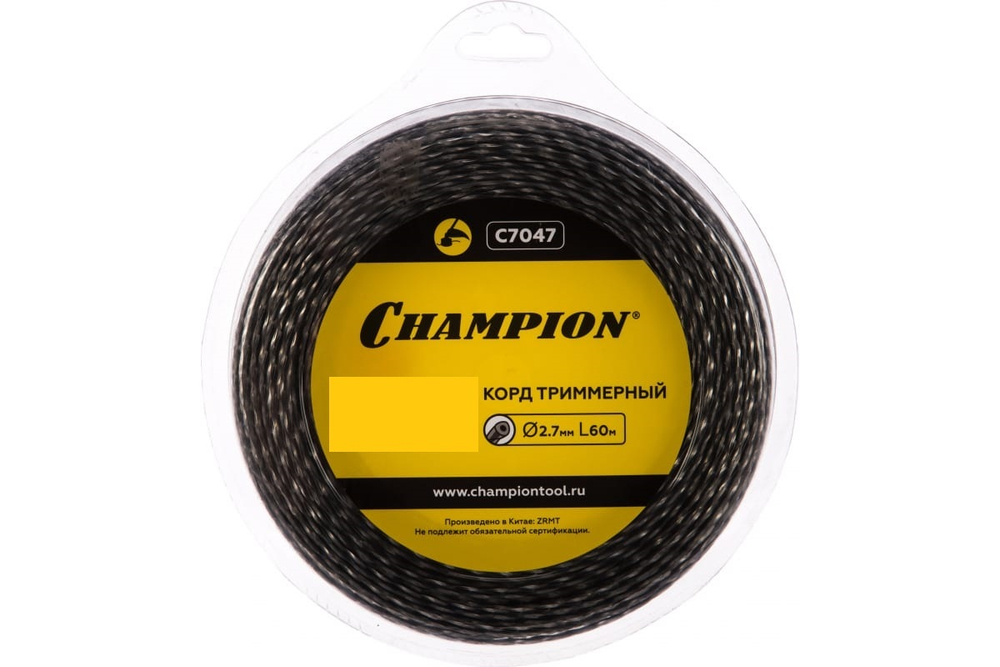 Корд триммер (леска) 2,7мм, 60м Champion витой треугольник