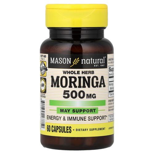 Mason Natural, Цельная трава моринга, 500 мг, 60 капсул