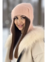 шапка ушанка вязаная зимняя ангора пушистая