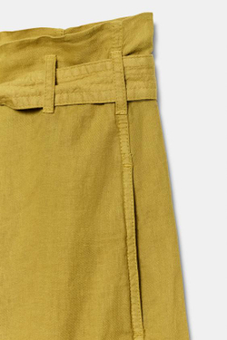 ZARA БРЮКИ ИЗ 100% ЛЬНА — ZW COLLECTION, ГОРЧИЧНЫЙ