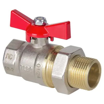 Кран шаровой TEBO 1 1/4" с американкой (бабочка)