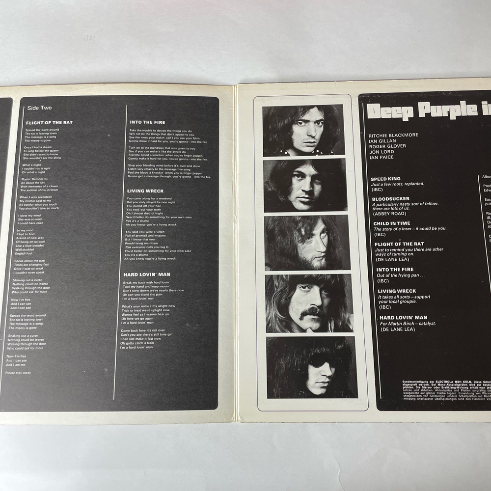 Винтажная виниловая пластинка LP Deep Purple In Rock (Германия 1970) HOR ZU