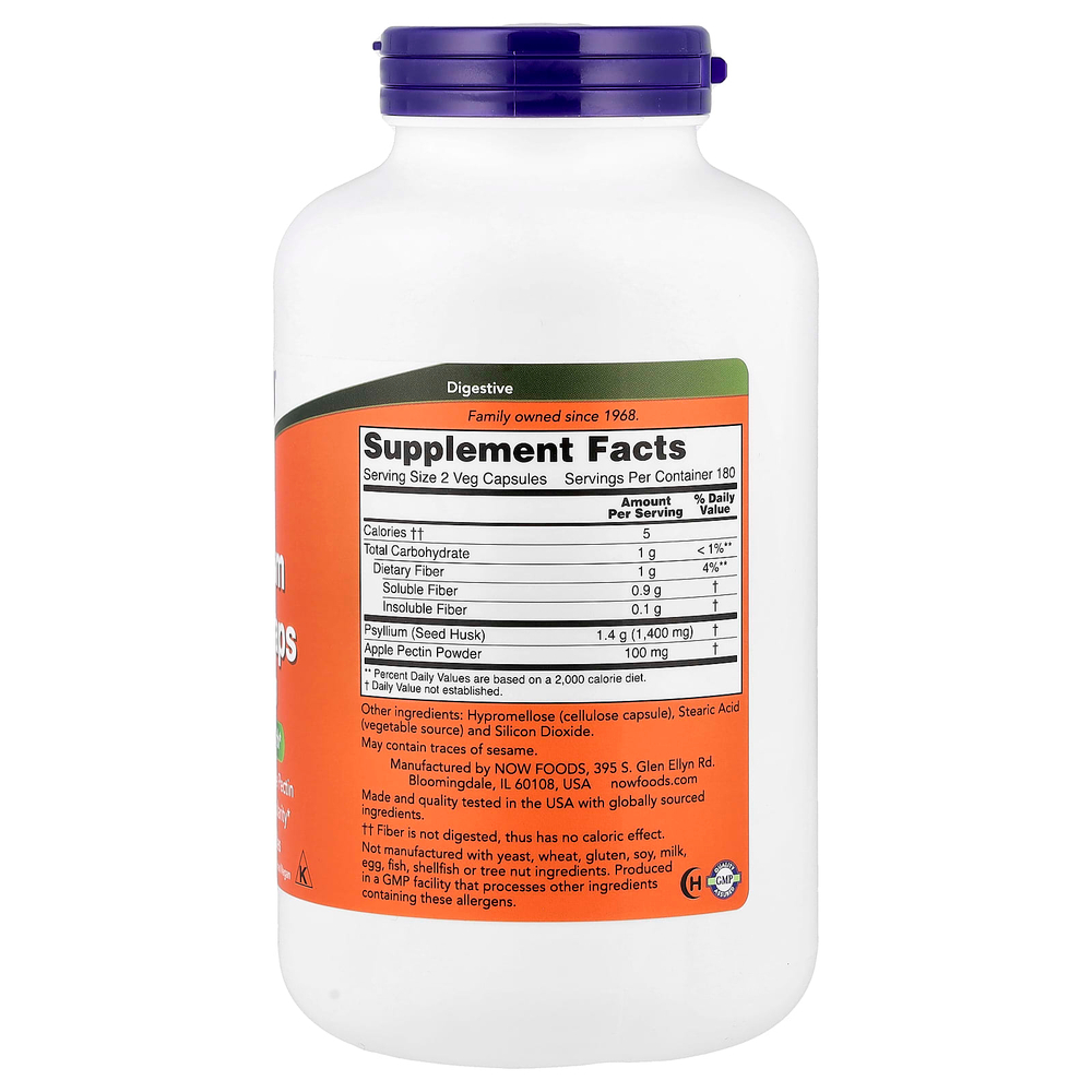 NOW Foods, Шелуха семян подорожника в капсулах, 700 мг, 360 вегетарианских капсул
