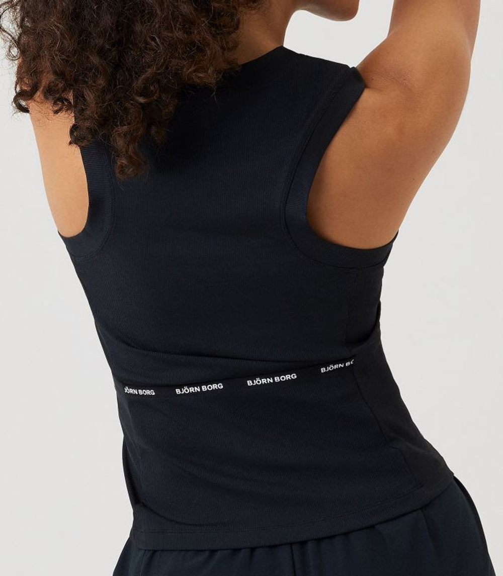 Женский топ теннисный Björn Borg Ace Rib Tank Pocket - черный