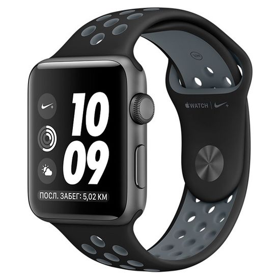 Умные часы Apple Watch Nike+ 42мм из алюминия цвета «серый космос», спортивный ремешок Nike MNYY2