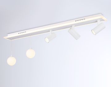 Потолочный светодиодный светильник со сменной лампой и пультом управления 2*G9+LED 67W 3000K-6400K FL66201/1+5 WH белый Comfort LineTech Ambrella