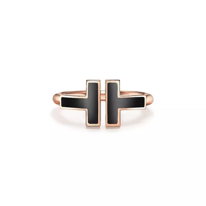 Кольцо из розового золота с чёрным ониксом, Tiffany💠 Exlusive, В наличии