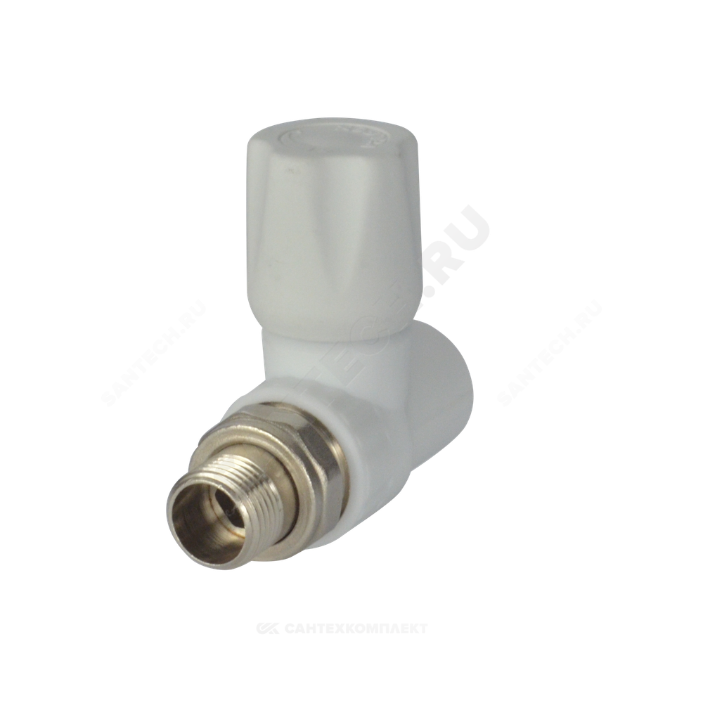 Клапан (вентиль) PP-R запорный белый Дн 20х1/2" Ру25 НР прямой для радиатора VALFEX 1014620012