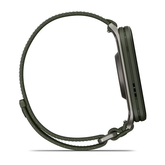 Умные часы Garmin Venu X1 темно зеленый с титановой задней крышкой и зеленым нейлоновым ремешком