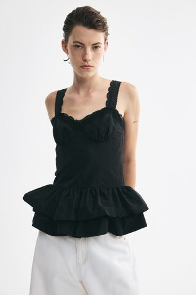 Нейлоновый топ с кружевной лентой - H&M