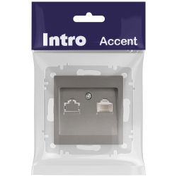 Розетка Intro Accent 6-303-09 информационная RJ45 IP20 СУ титан | Intro