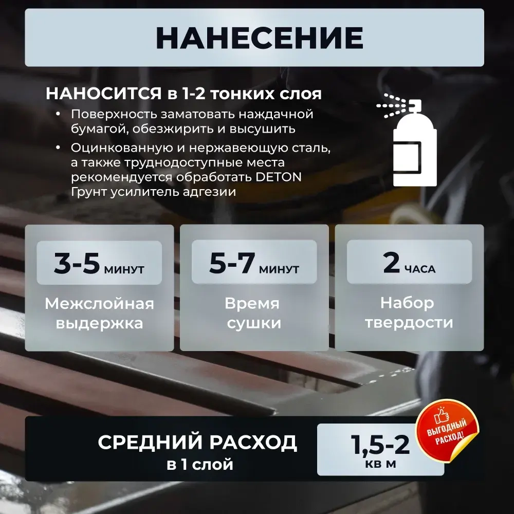 DETON UNIVERSAL  Аэрозольная грунтовка акриловая быстросохнующая Серая 520мл