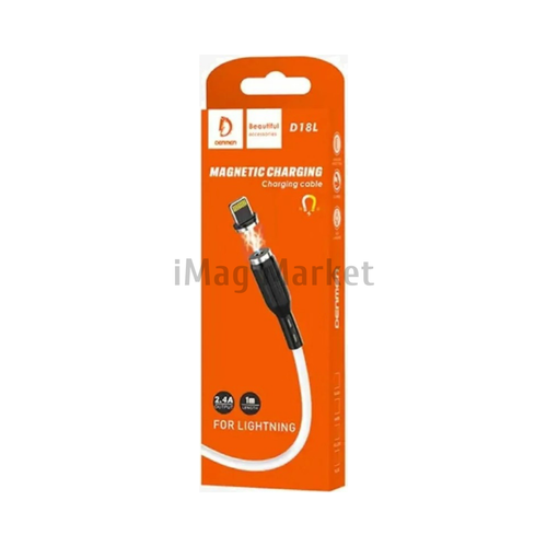 Зарядный кабель Denmen D18L, USB-A - Lightning, 2.4A, 12W, 1 м, черный