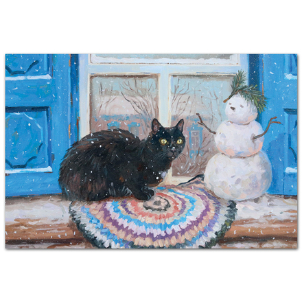 Кошка, снеговичок и половичок