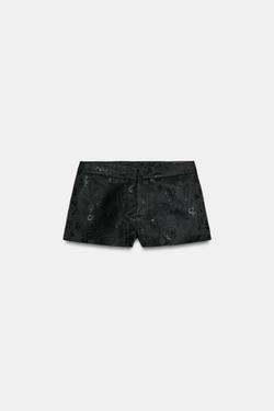 ZARA МИНИ-ШОРТЫ JACQUARD, ЧЕРНЫЙ