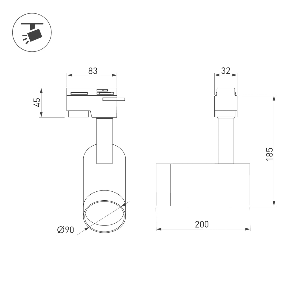 Светильник LGD-GERA-4TR-R90-30W Day4000 (WH, 24 deg, 230V) (Arlight, IP20 Металл, 5 лет) 024596(2)