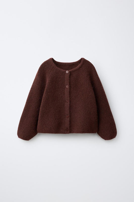 ZARA ОДНОТОННЫЙ КАРДИГАН, КОРИЧНЕВЫЙ