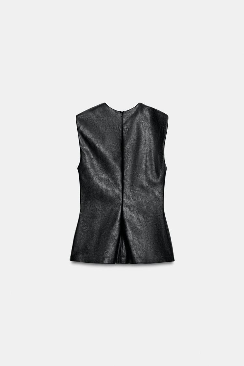 ZARA ТОП ИЗ ИСКУССТВЕННОЙ КОЖИ, ЧЕРНЫЙ