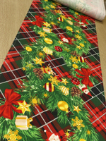3м. Ткань праздничная для шитья "Новогодние игрушки", 100% хлопок, плотн- 225, шир.-50 см, отрез 50 х300см