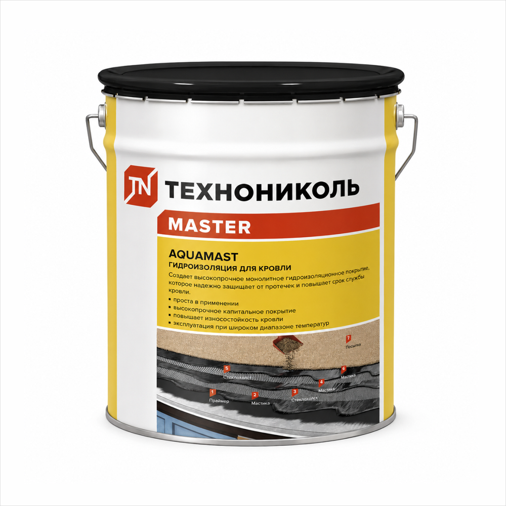 Мастика АкваМаст битумно-резиновая, кровельная 18кг Технониколь  УЦЕНКА