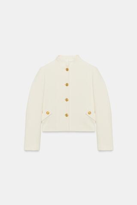 ZARA УКОРОЧЕННЫЙ БЛЕЙЗЕР, ЭКРЮ