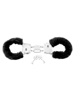 Металлические наручники с черным мехом Beginner's Furry Cuffs Black Pipedream