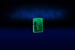Зажигалка Zippo Spooky Design с покрытием Glow In The Dark Green, латунь/сталь, белая, 38x13x57 мм
