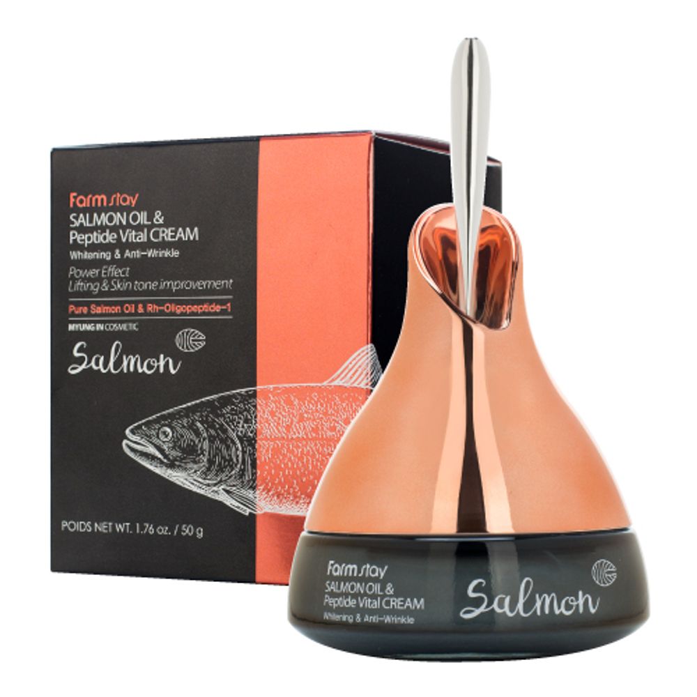 FARMSTAY Омолаживающий крем с маслом лосося и пептидами FarmStay Salmon Oil & Peptide Vital Cream 50 г