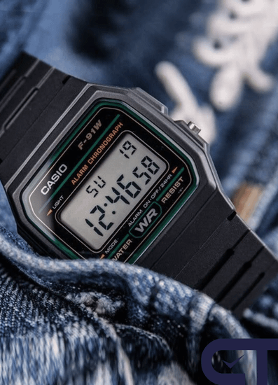 Casio F-91W-3 — мужские цифровые часы с секундомером и будильником