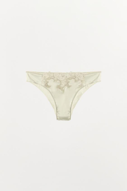 ZARA АТЛАСНЫЕ ТРУСЫ С КРУЖЕВОМ, ЭКРЮ