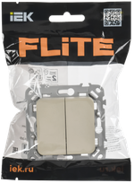 FLITE Выключатель 2-клавишный проходной 10А ВС62-1-0-ФлСл сливочный IEK