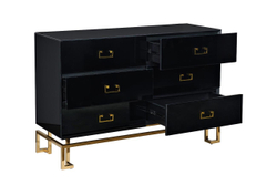 Комод с ящиками 82x42x120см Garda Decor черный с золотой фурнитурой