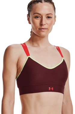 Бюстгальтер Under Armour Women's UA Infinity Low Strappy Sports Bra — каштаново-красный/фосфорный зелёный