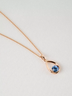 Кулон-капля Белла с голубым кристаллом Swarovski