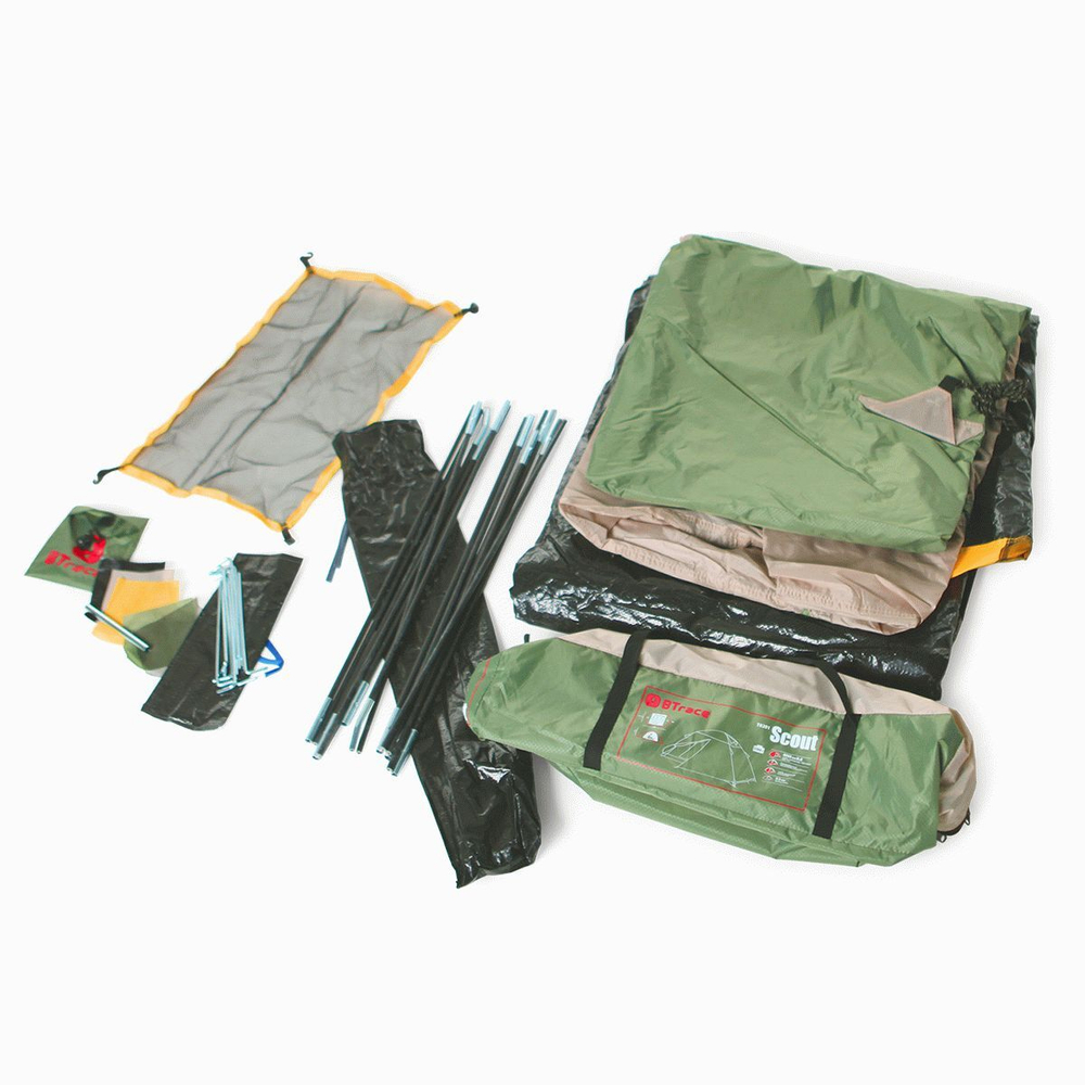 Палатка двухместная с увеличенным тамбуром BTrace Scout 2+ (290х220х120 см)