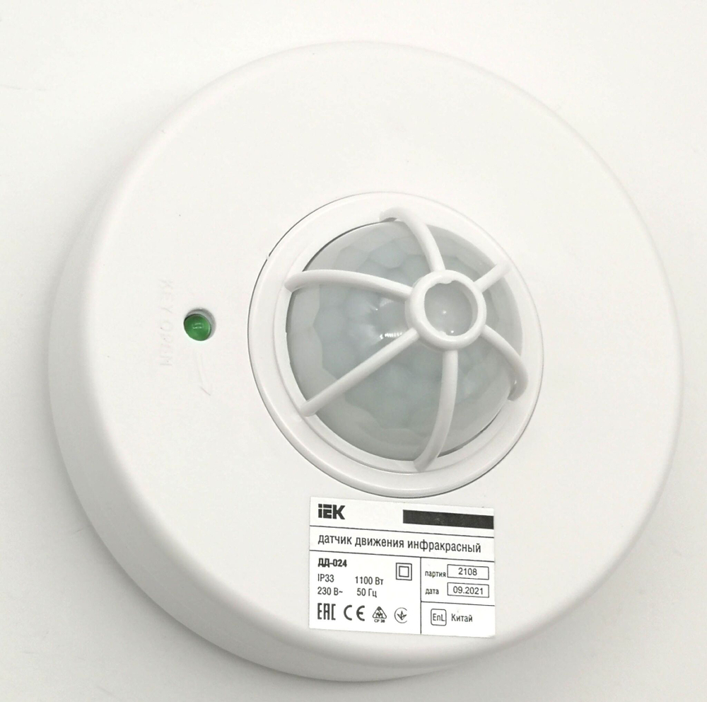 Датчик движения IEK ДД-024 инфракрасный 1100Вт угол 120-360град рад.6м IP33 детектор