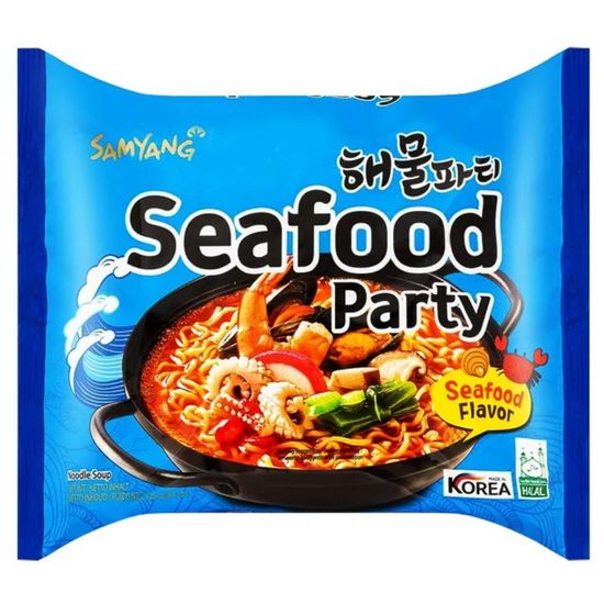 Лапша быстрого приготовления Samyang Seafood Party Ramen со вкусом морепродуктов, 125 г (Корея)