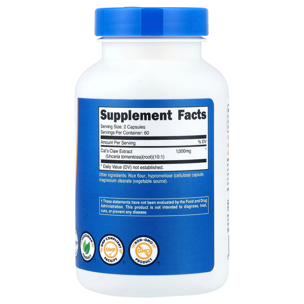 Nutricost, Кошачий коготь, 120 капсул (500 мг на капсулу)