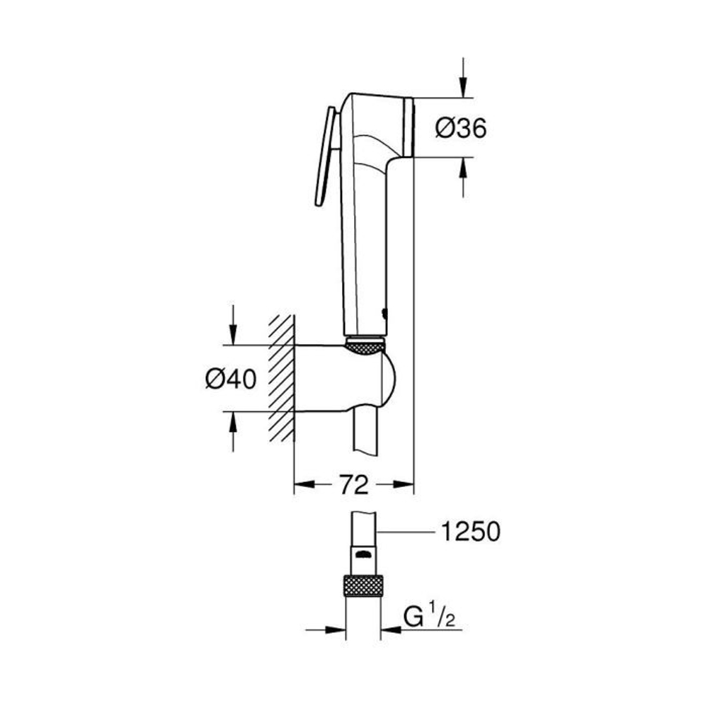 Набор для гигиенического душа GROHE Tempesta 1 режим струи, темный графит матовый (27513AL1)