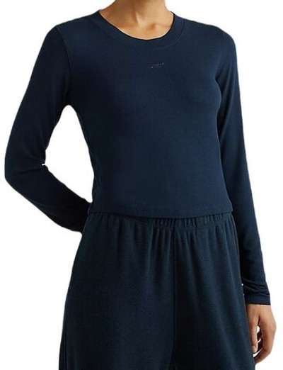Женская теннисная футболка (dł. Рукава) Tommy Hilfiger Slim Soft Modal Rib Cropped Tee - desert sky